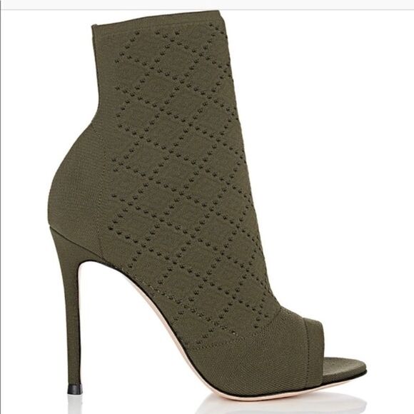 $1095 Gianvito Rossi Open Toe Stretch Knit Stiletto Heel Booties 38.5 or 8.5 - Picture 1 of 11
